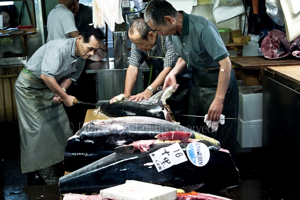 Walking around the market afterwards you can see an array of sights, and smells, inc. tuna being cut to size with special 1 metre long knives and saws.